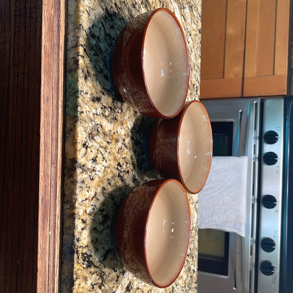 Sango Nova Brown bowls. Set of 3